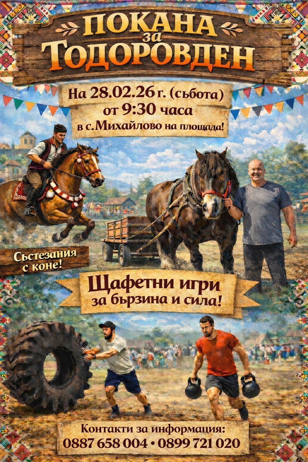 Тодоровден 2026 – Конни състезания и щафетни игри